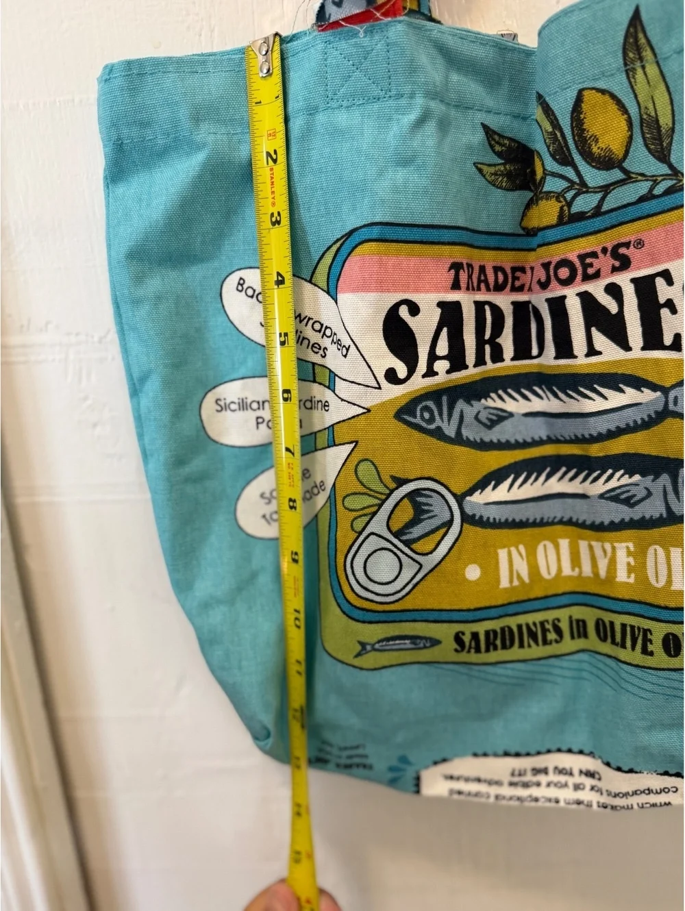 Vintage Trader Joe's Sardine Bag Tote Cotton Made in USA